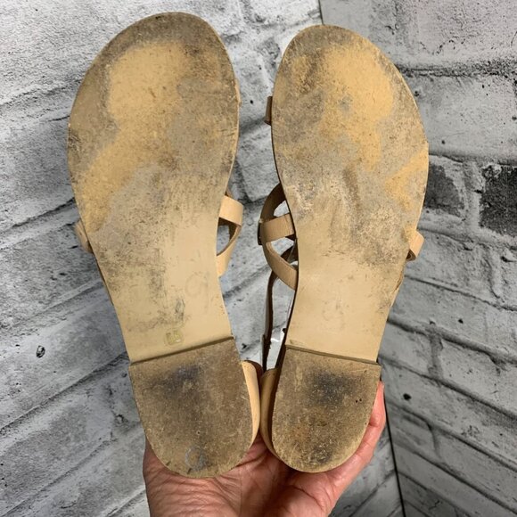 Steve Madden Comma Strappy Flat Tan Leather Sandals - Picture 7 of 9